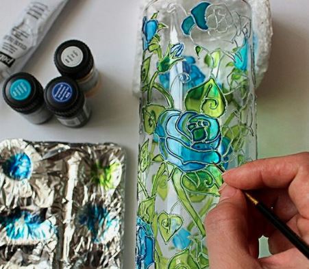 Faux Stained Glass Luminary Plastic Bottle
