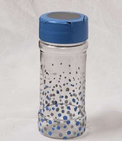 Spice Jar Blue Gray Dots